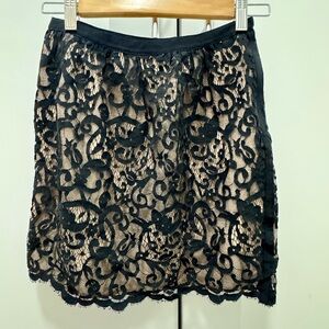 LOFT Black Lace Mini Skirt